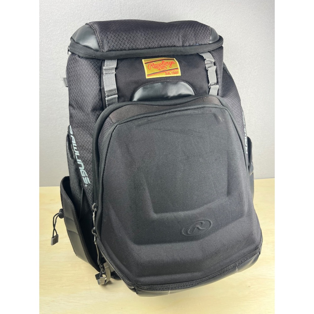 Rawlings Baseball Softball Equipment Backpack Black Grey Bat Gear Bag
